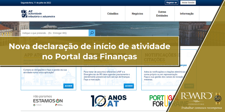 Nova declaração de início de atividade no Portal das Finanças